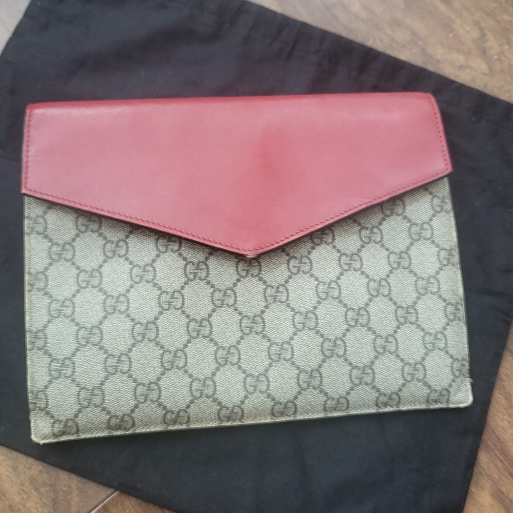 Gucci Red and Brown Women's Clutch Bag